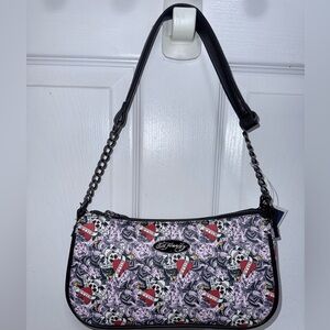 Ed Hardy Black and Purple Skull ☠️ Shoulder Bag
